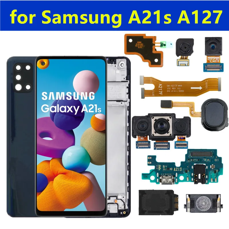 

Original for Samsung Galaxy A21S A217F LCD with Frame Back Cover Display Screen Charging Board Main Camera Speaker Replacement