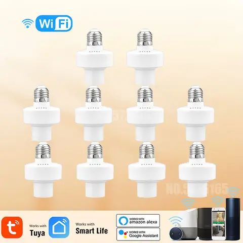 Умный адаптер для лампы с поддержкой Wi-Fi, E27, E26, 65-265 в