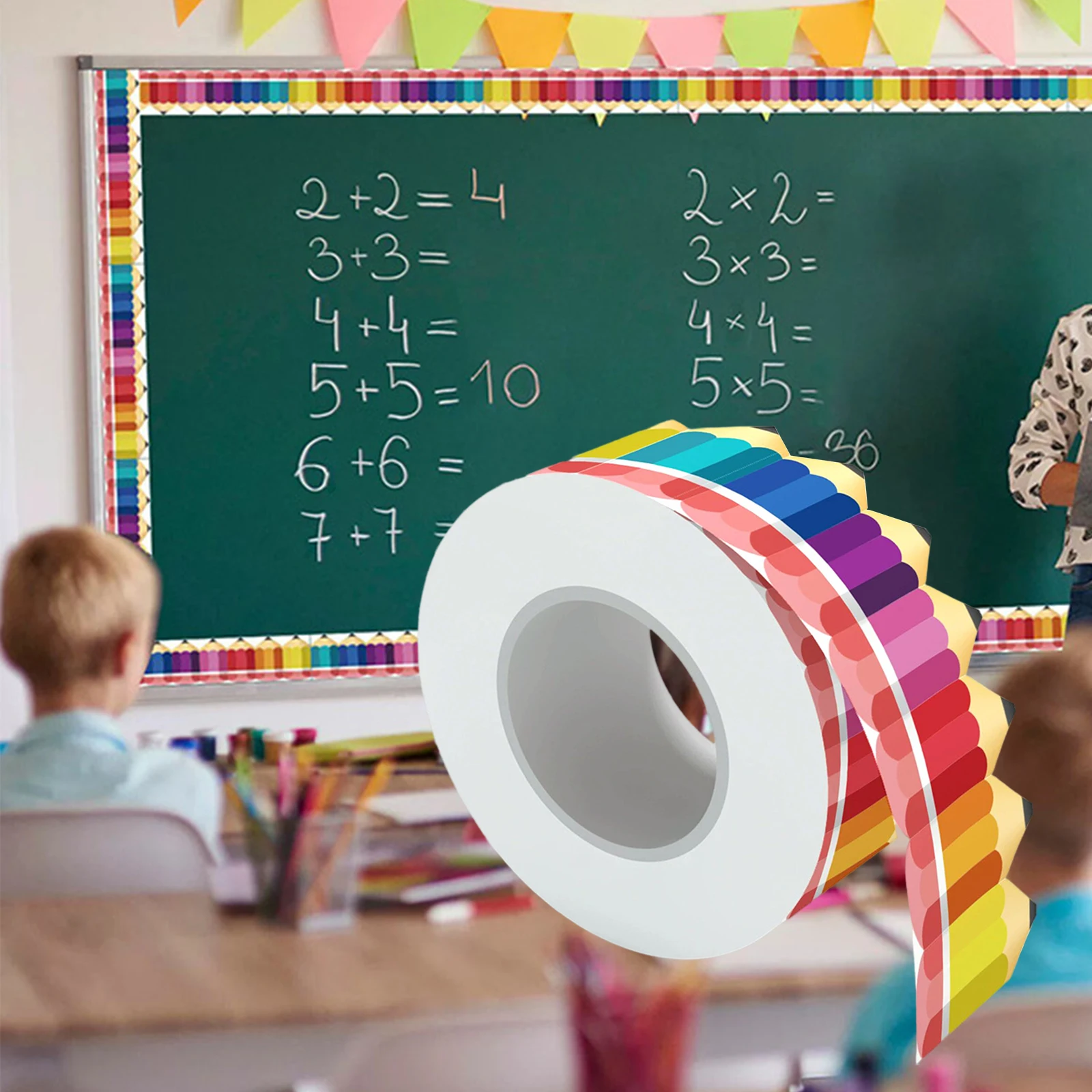 Bulletin Board Borders Art Colorful With Pencil Patterns Classroom Borders For White Board School Chalkboard