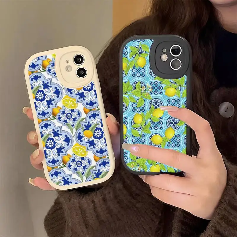 

Mediterranean Lemon Phone Case Hard Leather Phone Case for iPhone 13 12 Mini 11 14 Pro Max Xs X Xr 7 8 Plus 6 6s Se 2022 Cover