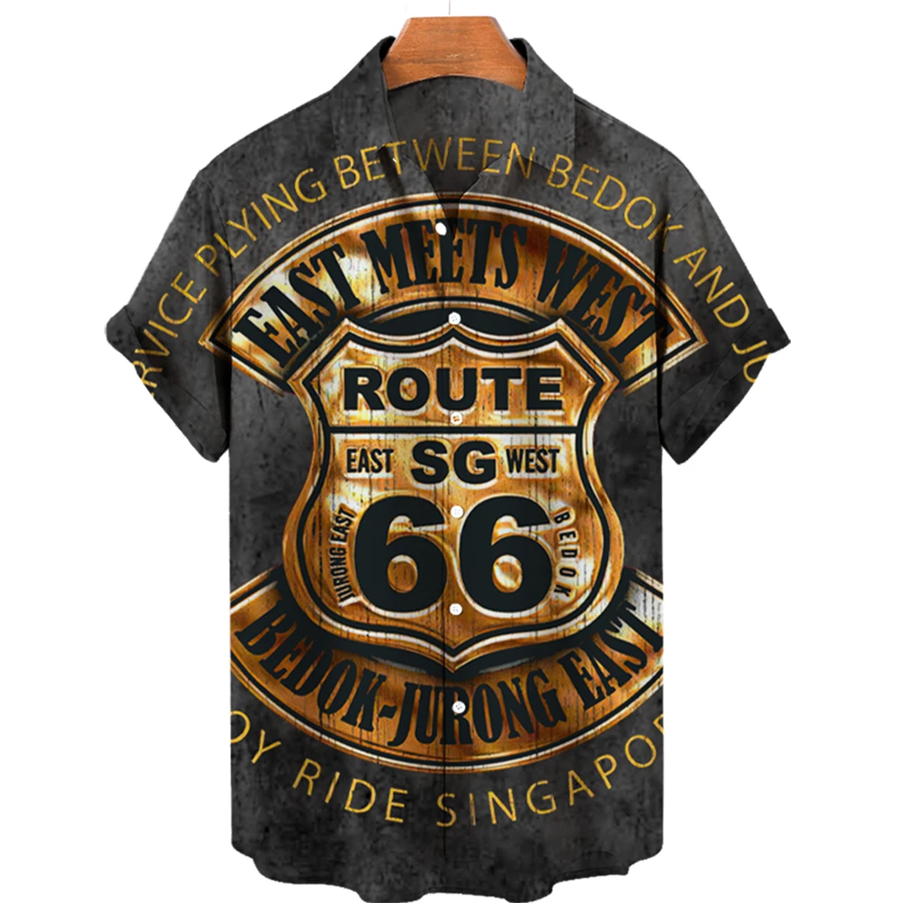 

Летние Гавайские мужские рубашки Route 66 с 3d принтом, женские мужские рубашки 2022, винтажные рубашки для мужчин, дышащие микро-строчки