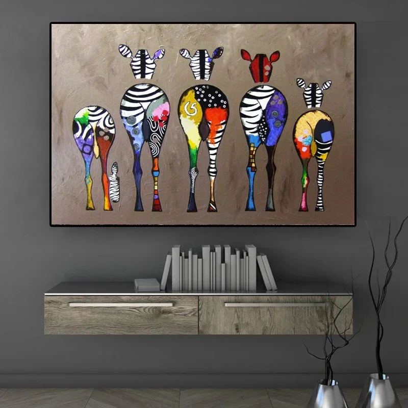 

Abstract Zebra Canvas Art Paintings on The Wall Colorful Animals Art Prints African Animals Art Pictures for Room Wall Frameless