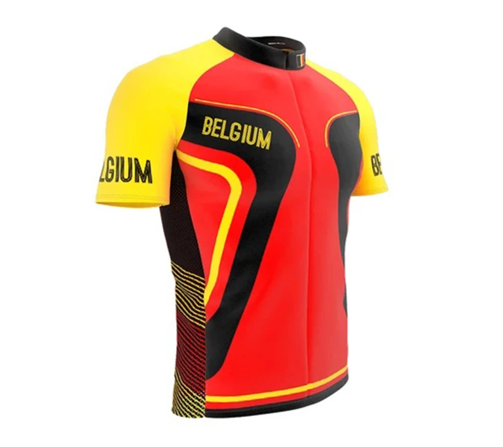 

BELGIUM Men's Red Race Cycling Jersey Vintage Team Sports Cycling Top Classic Summer Customizable Breathable Polyester