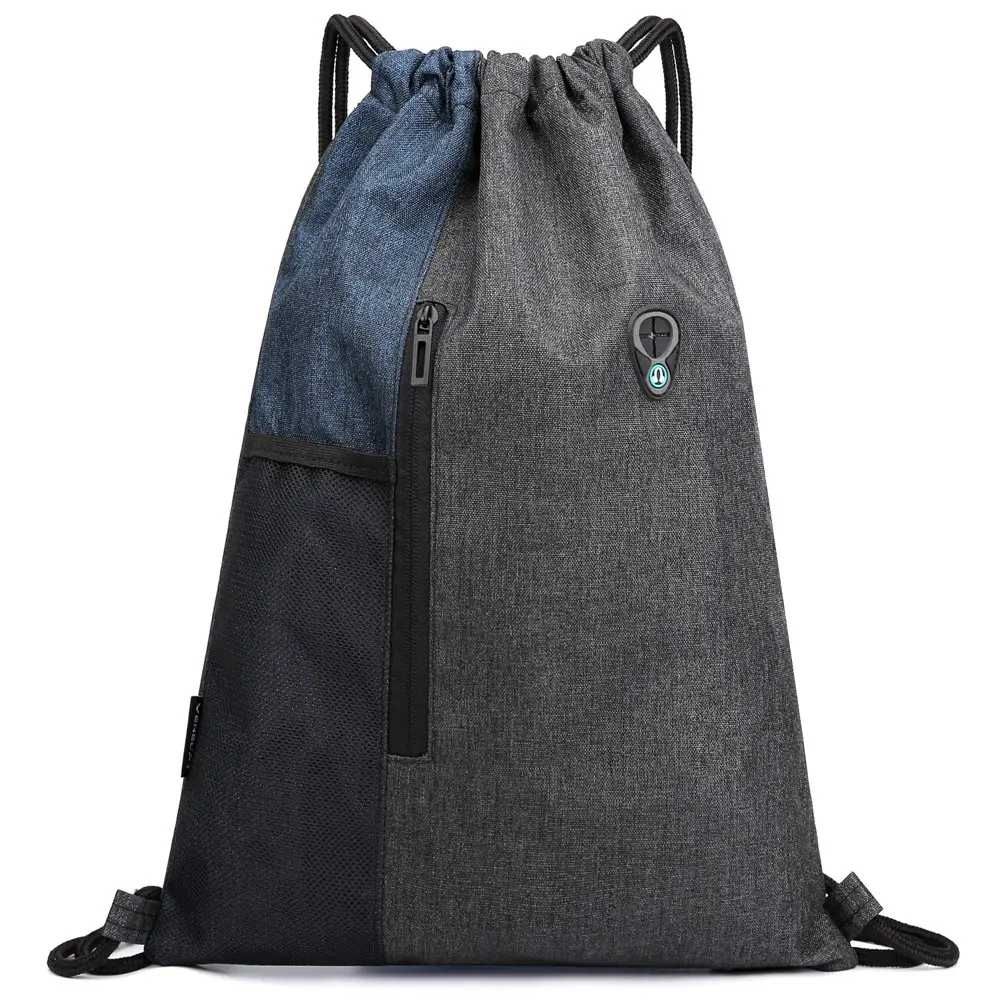 Gym Sack Drawstring Bag Sports Travel Drawstring Bag Water Repellency Mesh Pocket for Water Bottle Light Backpack Sack with Earp