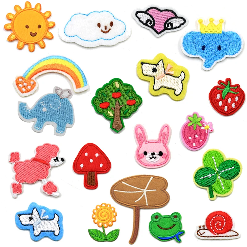Миниатюрные Детские Мультяшные нашивки для одежды сумки термоклейкая