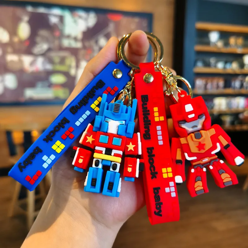 

Transformers Keychain Action Figures Optimus Prime Bumblebee Block Series Pendants Anime Car Key Ring Cartoon Doll Toys Gift