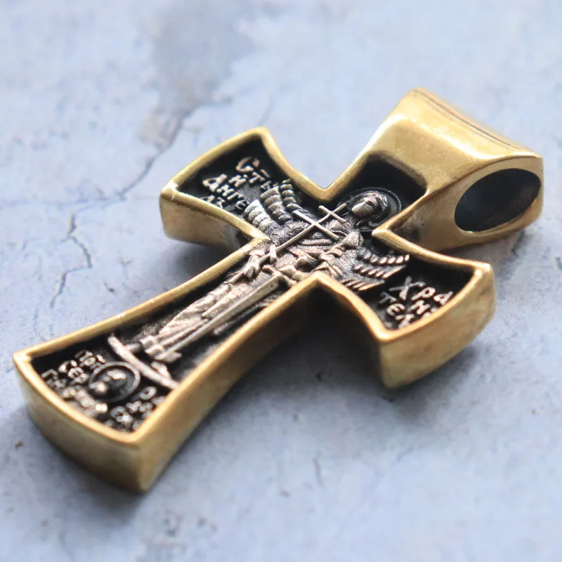 14 г Распятие Православный крест Ангел-хранитель Индивидуальный серебряный кулон
