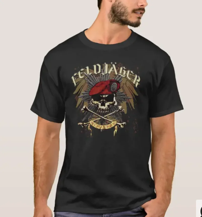

German Field Hunter Beret of The Skull T-Shirt. Summer Cotton Short Sleeve O-Neck Mens T Shirt New S-3XL