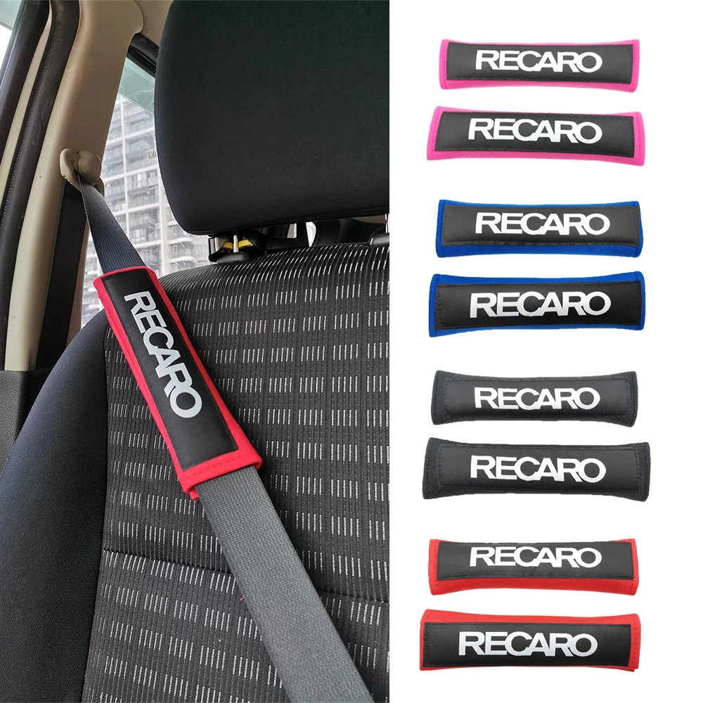 

2PCS/Pair Car Seat Belt Cover Pads JDM Racing For RECARO Driver Shoulder Protector Auto Safety Belt Covers Cotton Accessories