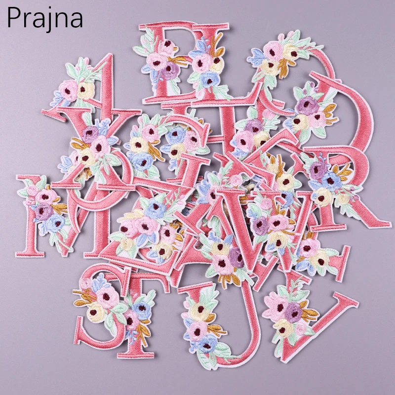 

Letters Pure Pink Color Sewing Paste For Clothes English A-Z Patch Embroidered Applique Iron On Patches For DIY Clothes Sticker