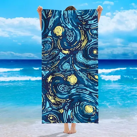 Пляжное полотенце из микрофибры, быстросохнущее, устойчивое к песку, пляжное полотенце с узором, компактное одеяло большого размера, легкое полотенце, полотенце для ванны
