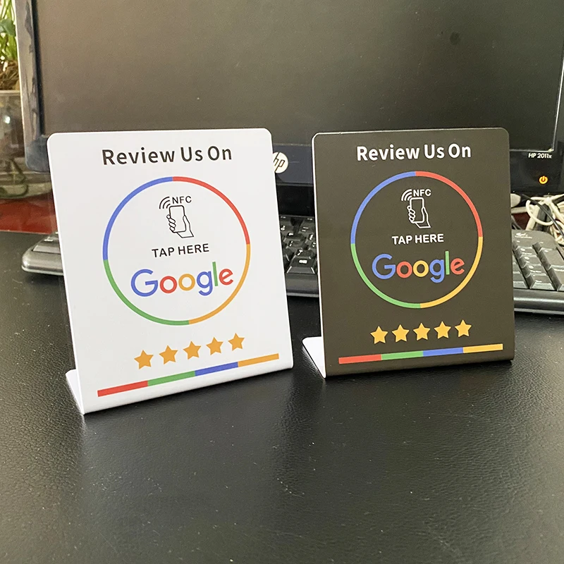 

Google Review NFC Stand Touchless NFC Display To Scan For Google Review NTAG216 13.56mhz Menu Stand