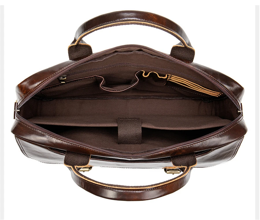 Men's Messenger Bag for Laptop 15.6 Genuine Leather Documents Handbag  Male Business Briefcase Luxury Travel Bag Portfolio