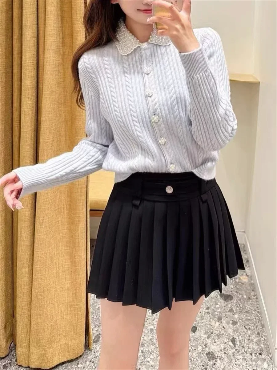 Женское вязаное кардиганское пальто с отложным воротником 2022 ранняя весна