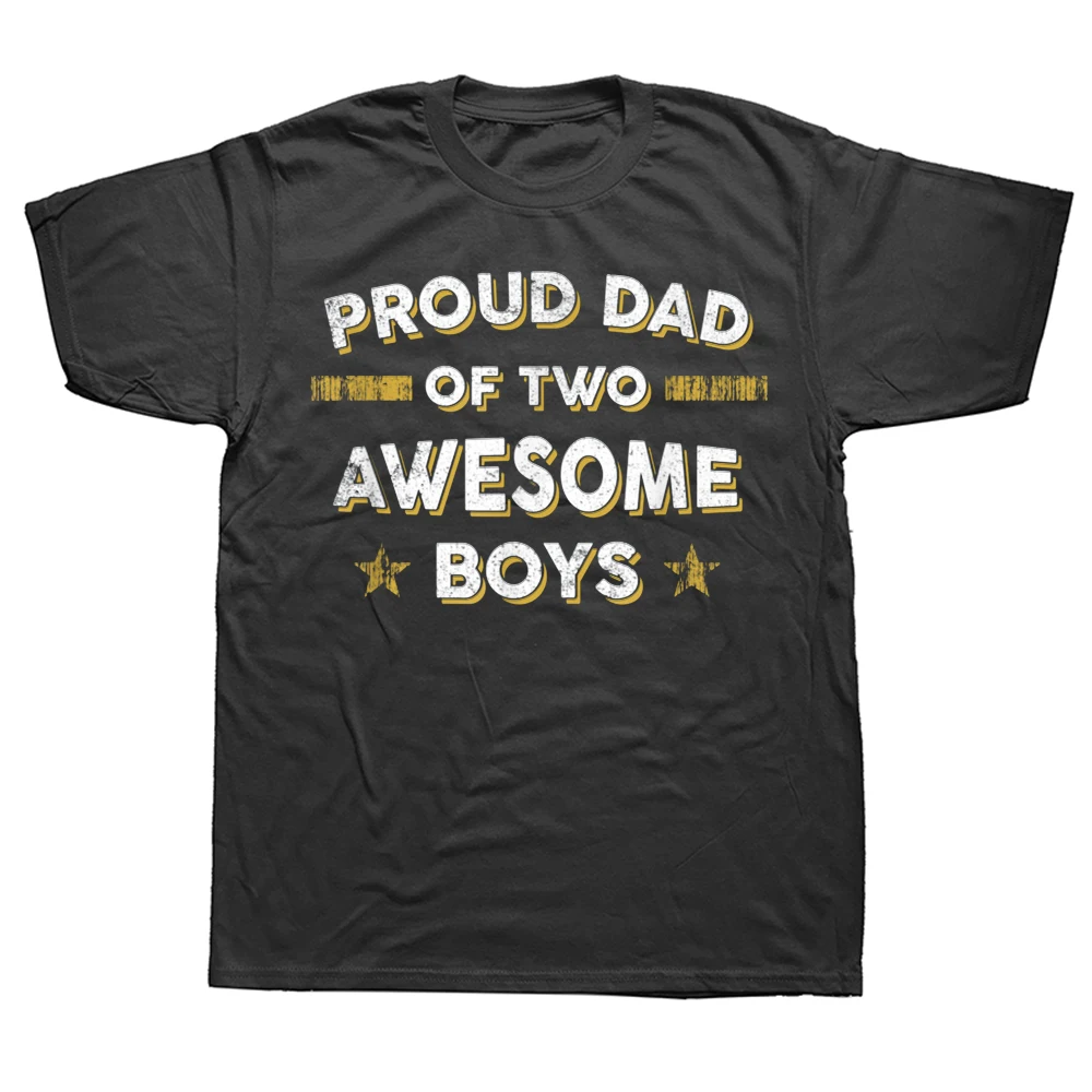 

Футболка для мальчиков с надписью «Proud Dad Of 2», хлопковая уличная одежда с графическим принтом для отца, папы, с коротким рукавом, подарок на день рождения, лето