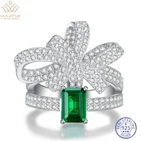 wuiha vintage 100 925 sterling silver 57mm emerald simulated moissanite anniversary cocktail ring for women gift drop shipping