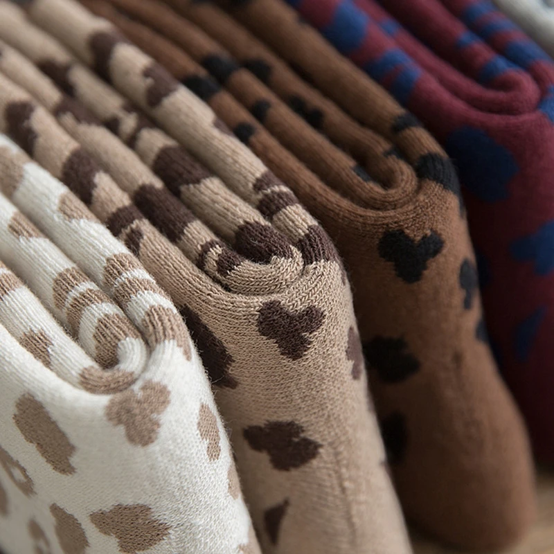 5 пар женских новых хлопковых носков с пятнистым леопардовым рисунком животных