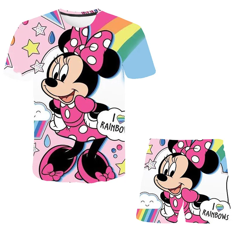 

Children Mickey Mouse Clothes Sets Baby Boys Girls Fashion Disney T Shirts+Short Pants 2pcs Kids Cartoon Casual Outfits 1-14 Yrs