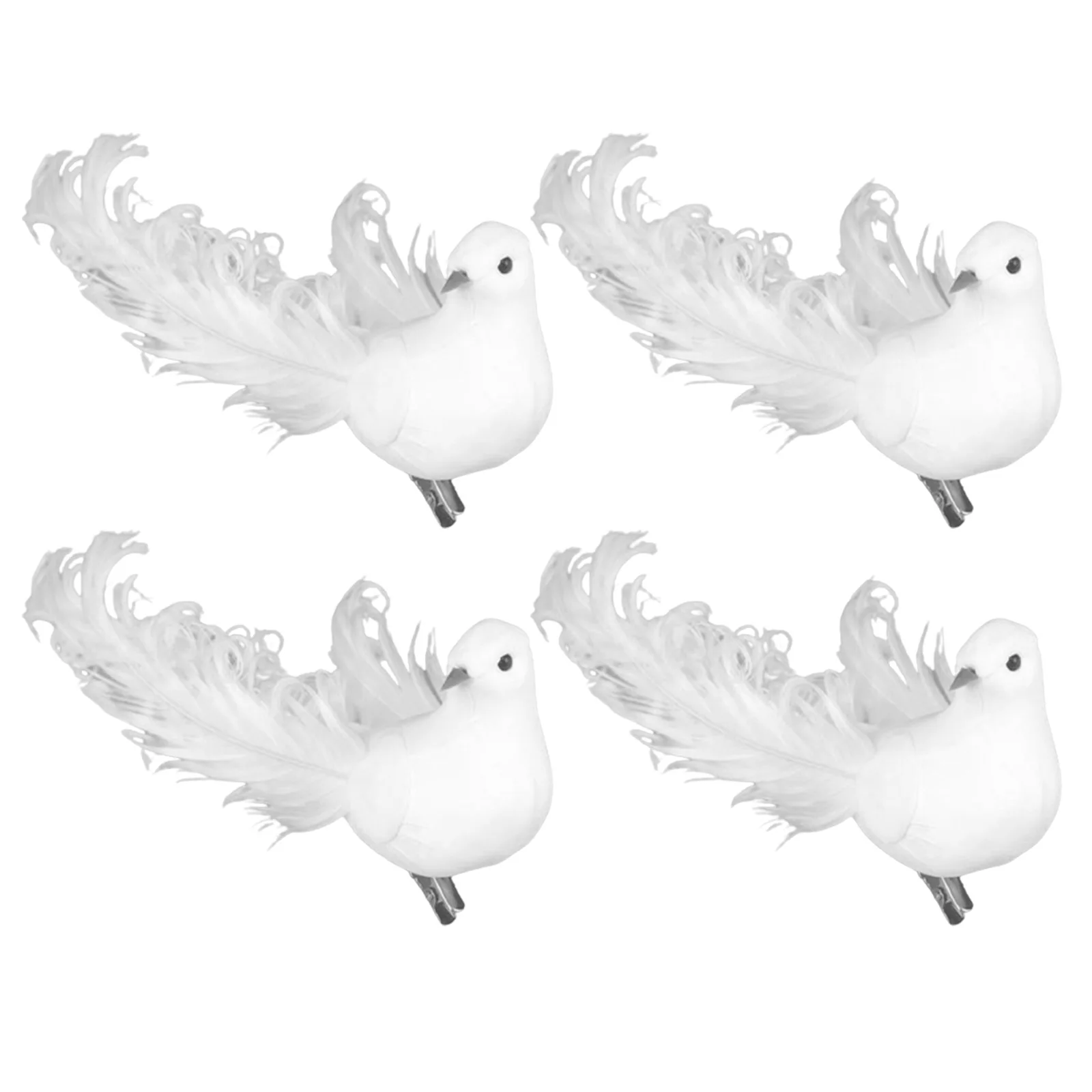 

Décor Artificial Bird 15x3.5x4.5cm White 4PCS Cute Decorative Feathers Foam For Wedding Lover Peace Doves Portable