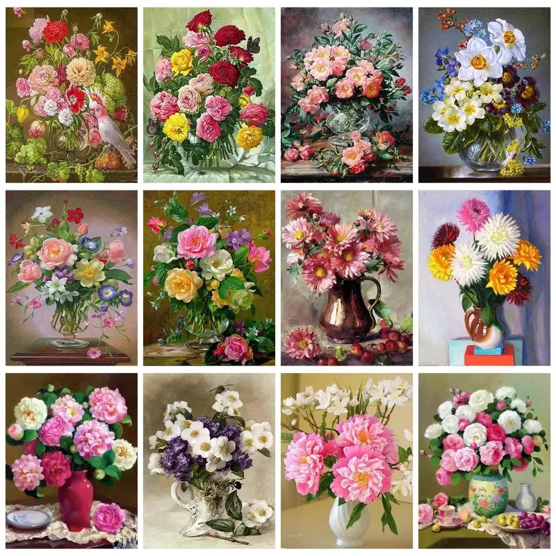 

GATYZTORY 60x75cm Paint By Numbers Flowers Pictures Drawing For Adults On Canvas Diy Gift Wall Decors Acrylic Paints Artwork