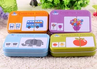 childrens literacy cognition card iron box matching card puzzle literacy card toy