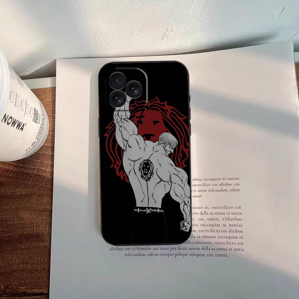 E-Escanor Seven D-Deadly Sins Phone Case for iPhone 12 11 13 14 15 16 Max Pro Plus Black Soft Silicone Cover