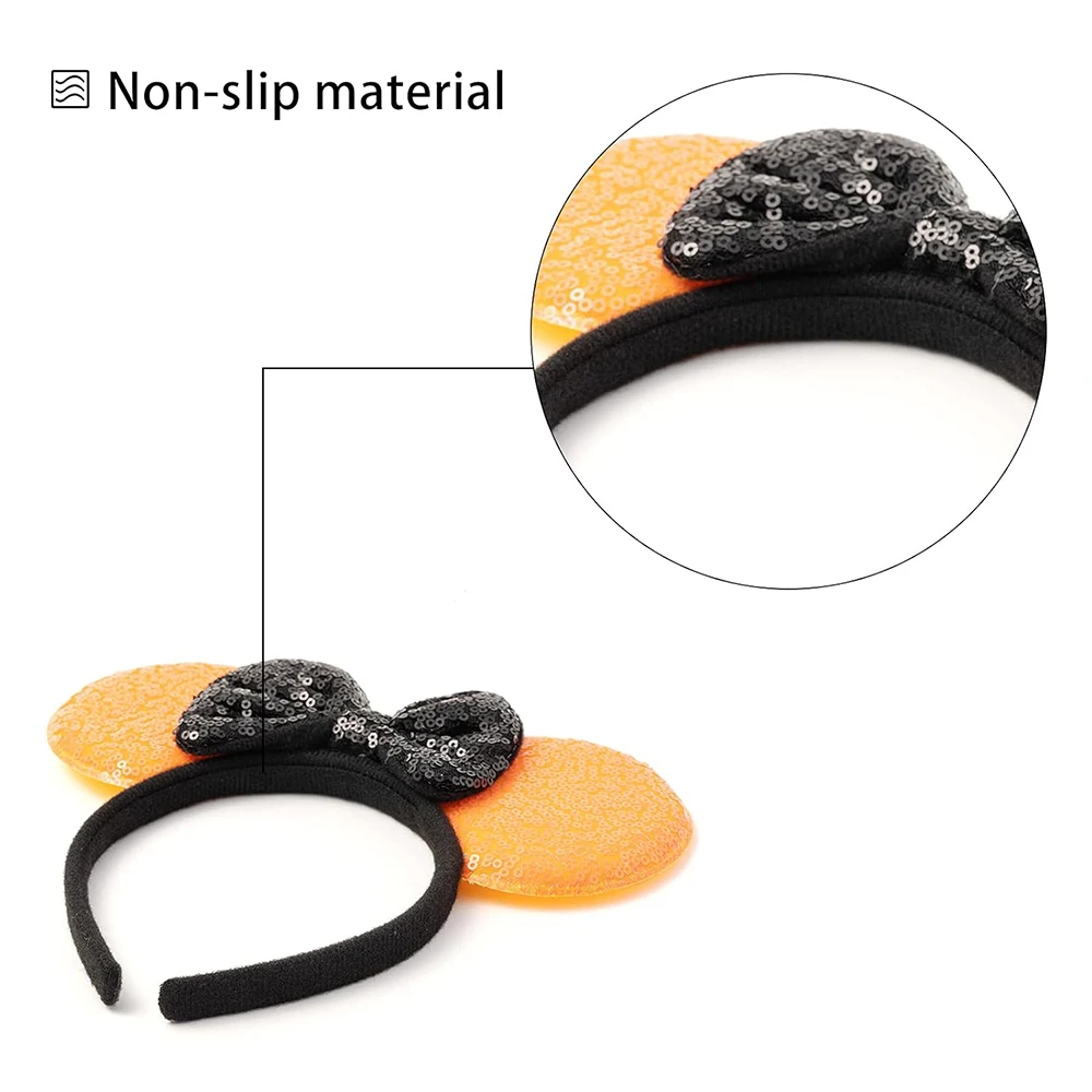 Оранжевая Черная головная повязка с ушками мыши для Хэллоуина