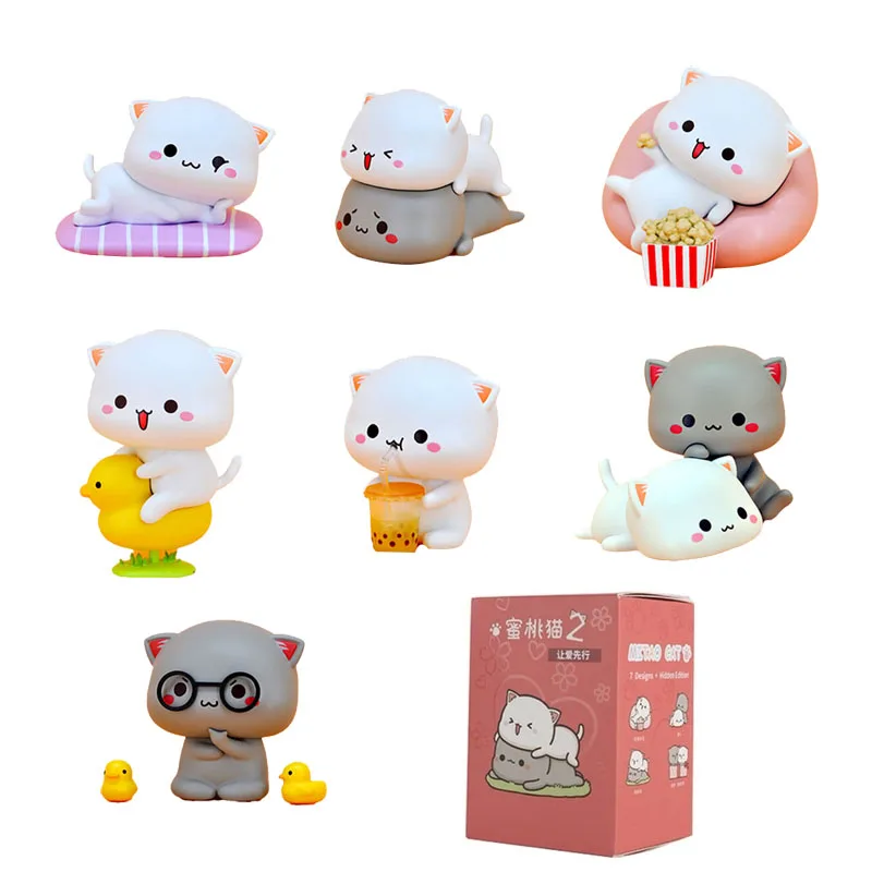 

Mitao Cat 2 ANIME GIFT Action Figure Kawaii Desktop Decoration Cartoon Cute Doll Animal Model Kids Gifts Mystery Box