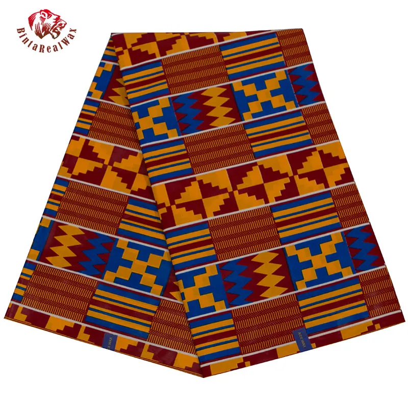 

BintaRealwax African Fabric 2022 Guaranteed Cotton Wax Designer African Ankara Print Fabric 6 Yards One Piece 24FS1244