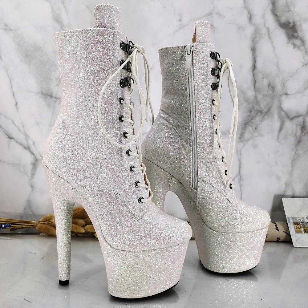 Leecabe 17CM/7inches Pole dancing shoes High Heel platform Boots Pole Dance boot