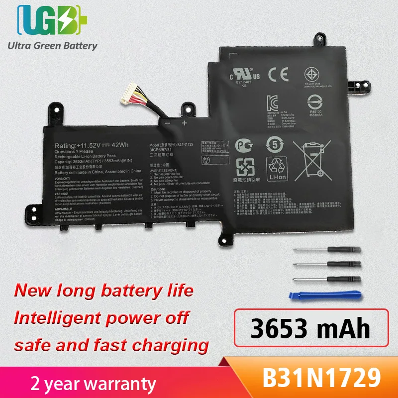 

UGB New B31N1729 Battery For Asus VivoBook S530FA-BQ164T S530UA S530UN-BQ172T X530FA X530UA X530UF X530UN-1E