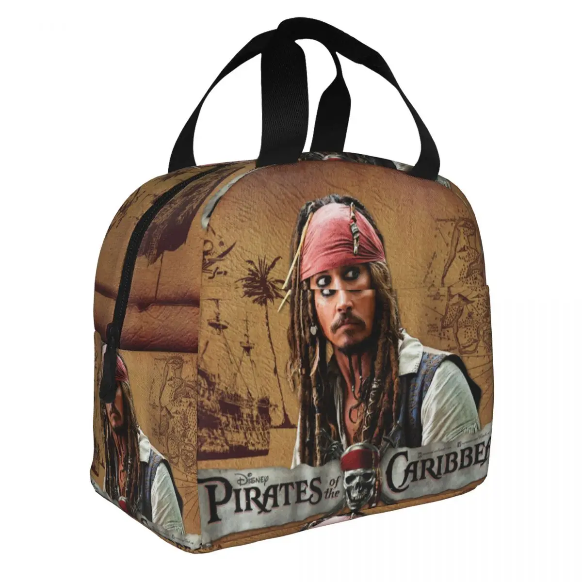 

Pirates Of The Caribbean Lunch Bento Bags Portable Aluminum Foil thickened Thermal Cloth Lunch Bag for Women Men Boy