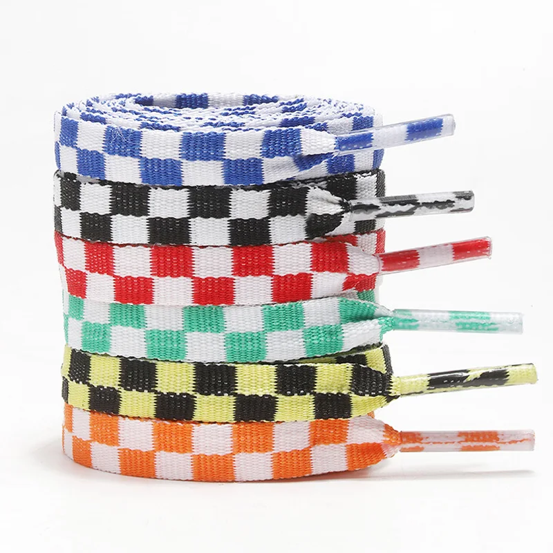 1 Pair Shoelace Fashion Sneaker Shoe Lace Colors Checkered Grid Flat Shoelaces Shoestring Printing Ribbons Shoelaces Lacing