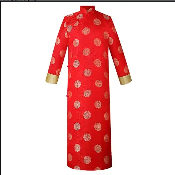 Chinese Style Clothing Men Wedding Robe Vintage Red Stage Spring Gown