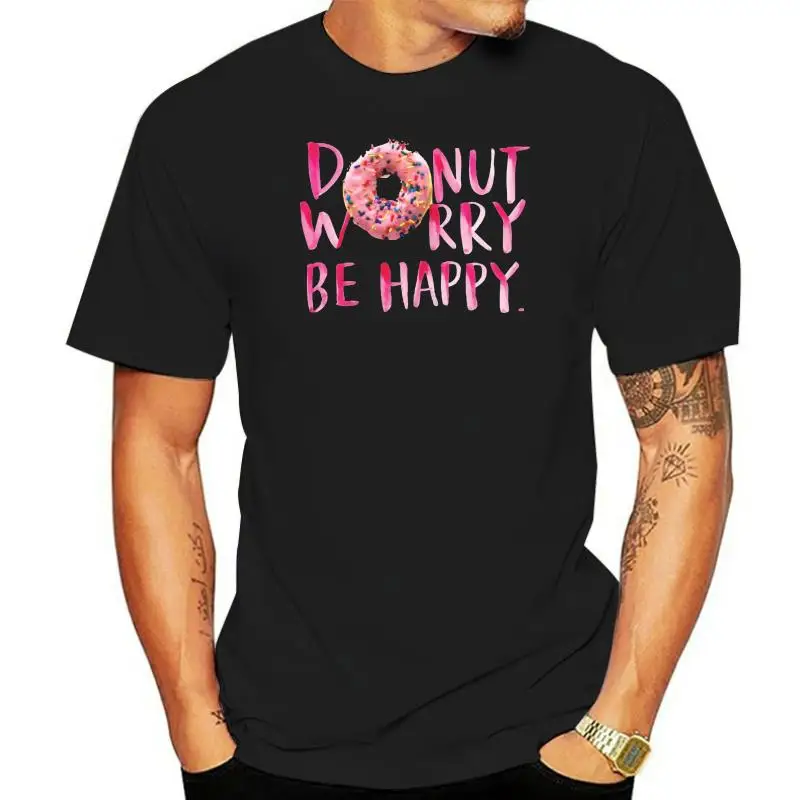 

Leisure Donut Worry Be Happy T-shirt For Boy Free Shipping Unique Design For Male Round Neck Camiseta