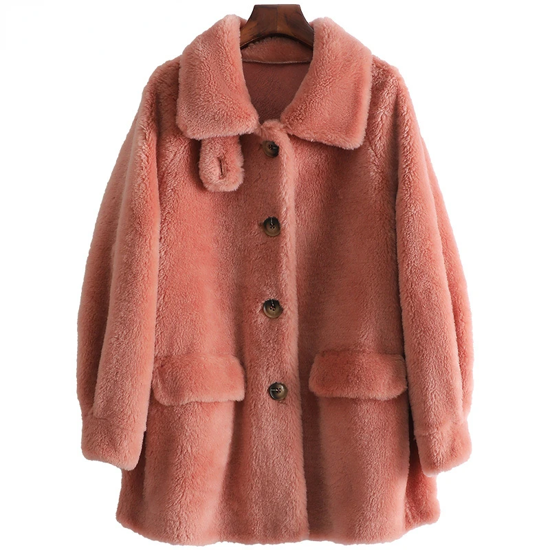 

2022 Spring Autumn New Wool Fur Coat Women's Fashion Composite Fur One Fur Clothes 100% Wool Fur Jacket Chaqueta Feminine Lq1353