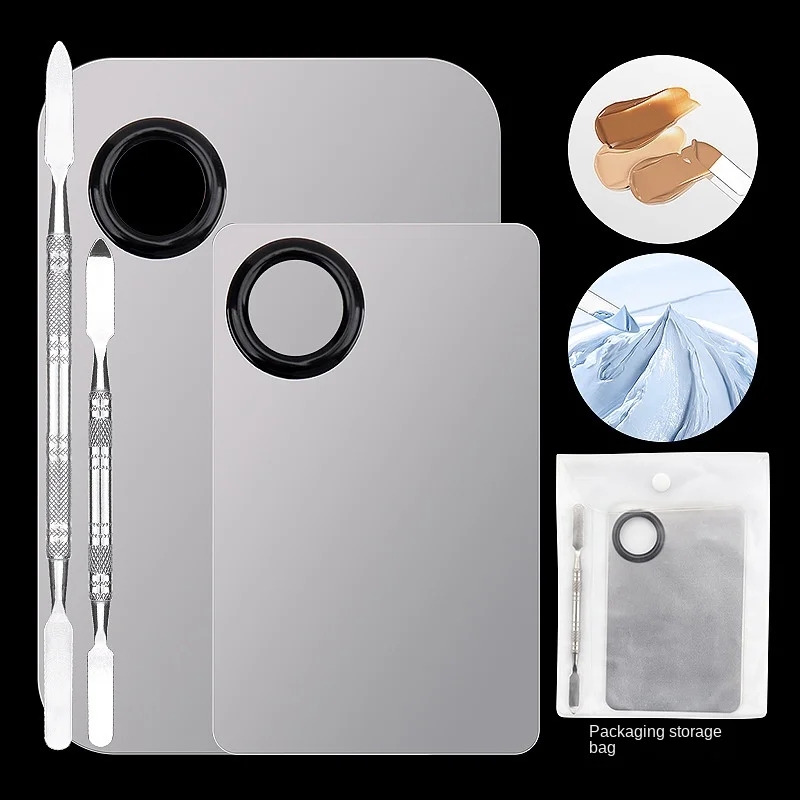 Женская Палитра из нержавеющей стали для смешивания теней век с шпателем цветная