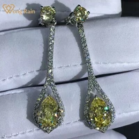 wong rain 925 sterling silver 3ct vvs 3ex pear cut created moissanite gemstone fine jewelry dangle earrings for women wholesale