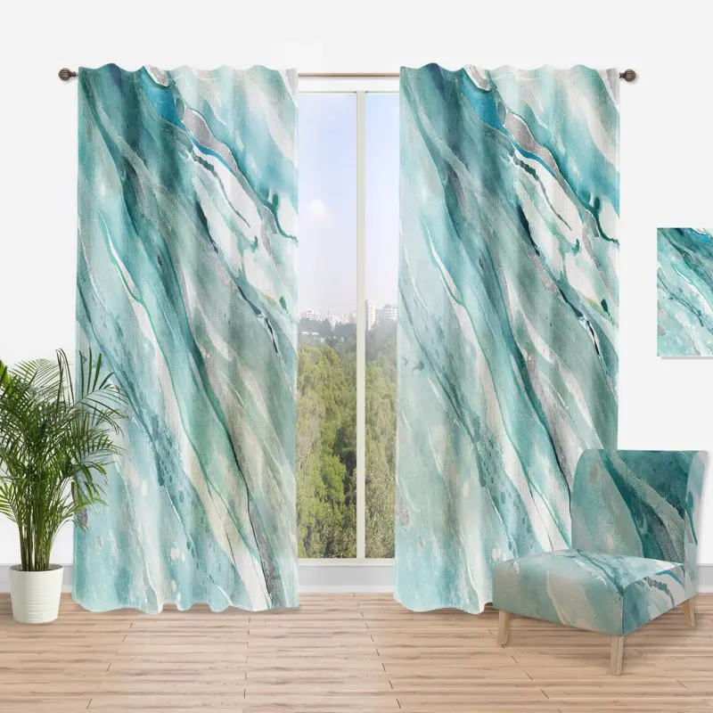 

Luxury Nautical & Coastal II Springs Inspired Green Curtain Panel for Home Decor