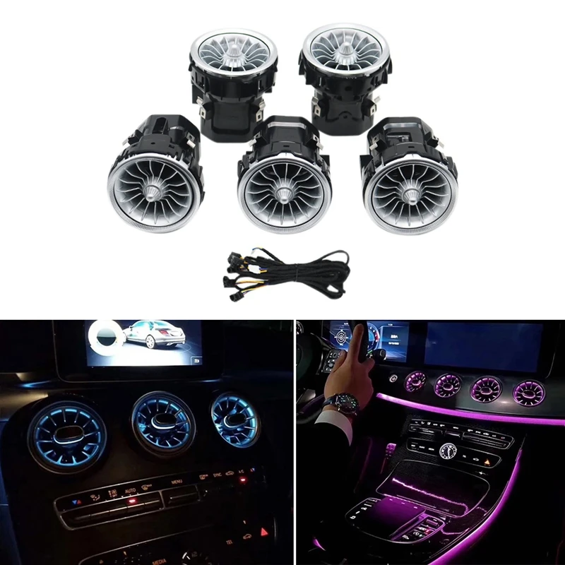 

3 Color Car Turbine Air Outlet Ambient Light A/C Vent Outlet Atmosphere Lamp for Benz C Class W205 GLC X253 15-19