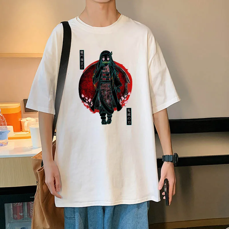 

Demon Slayer Hip Hop Mens T Shirts Summer New Tops Oversized Loose Clothes O Neck Short Sleeve Japanese Anime Men Women Tshirt