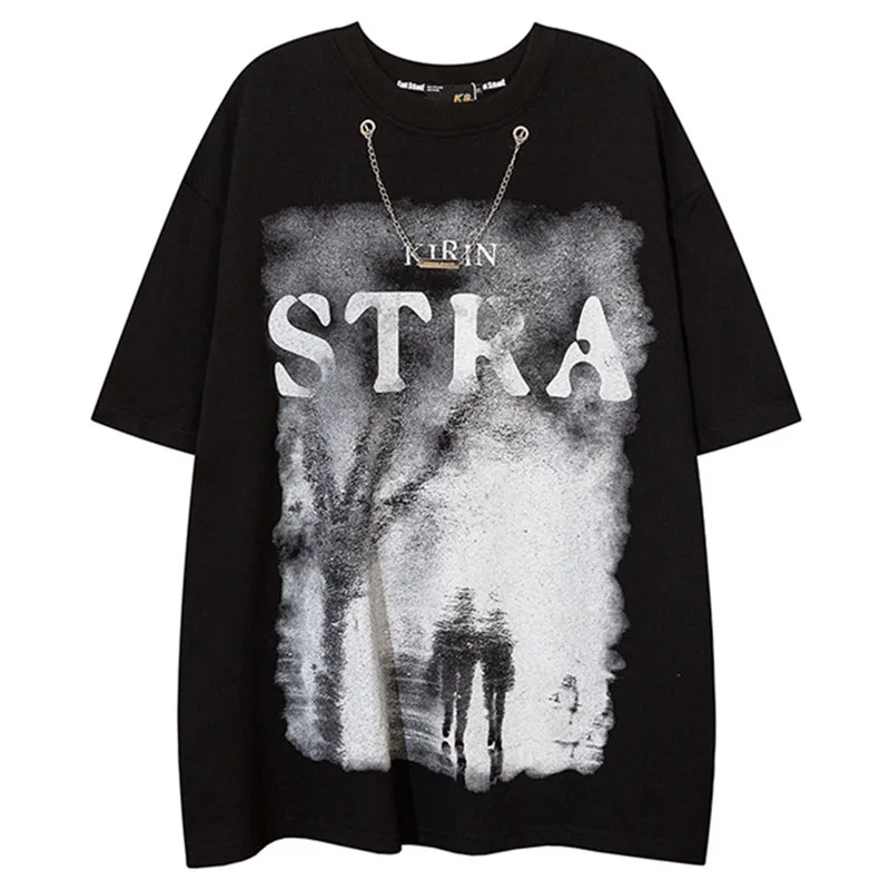

2022 Streetwear Hip Hop Oversized T-shirt Letter Graphic Print T-shirts Summer Harajuku Gothic Fashion Short Sleeve T Shirts