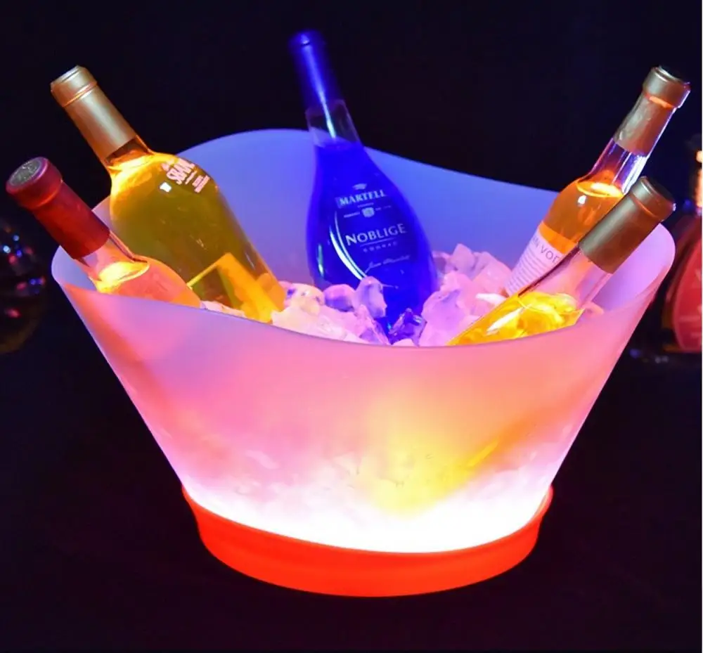 

12L LED Rechargeable Ice Buckets Color Changing Wine Whisky Cooler Boat Shaped Champagne Beer Holder For Bar Nightclub 7A