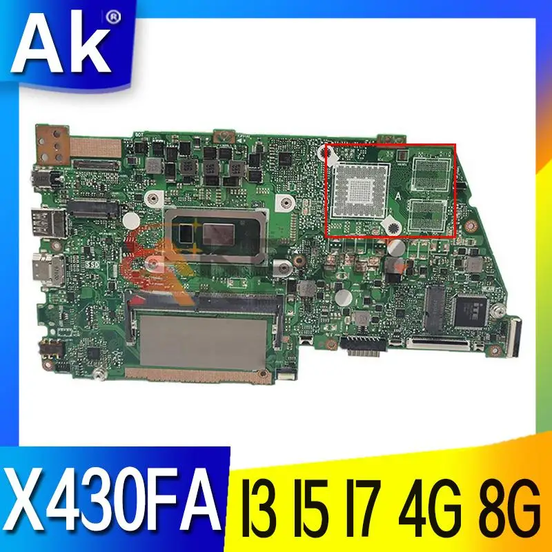 

VIVOBOOK X430FA Laptop Motherboard For ASUS X430F X430FN A430F S14 S4300F S4300FN Mainboard CPU I3 I5 I7 4G 8G 100% Working Well