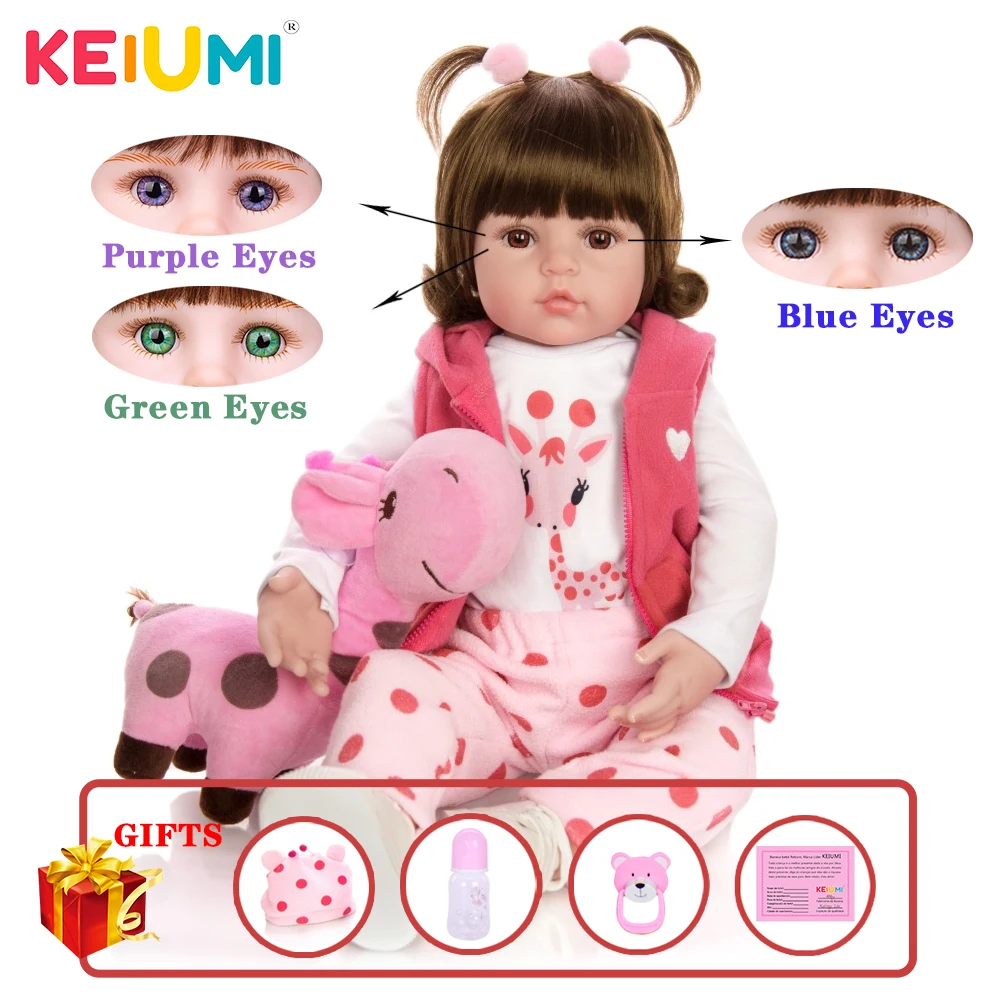 

18 Inches Brown and Blue Eyes for Choice Baby Doll Toy Cloth Body Stuffed Realistic Baby Doll Birthday Christmas Gifts for Kid
