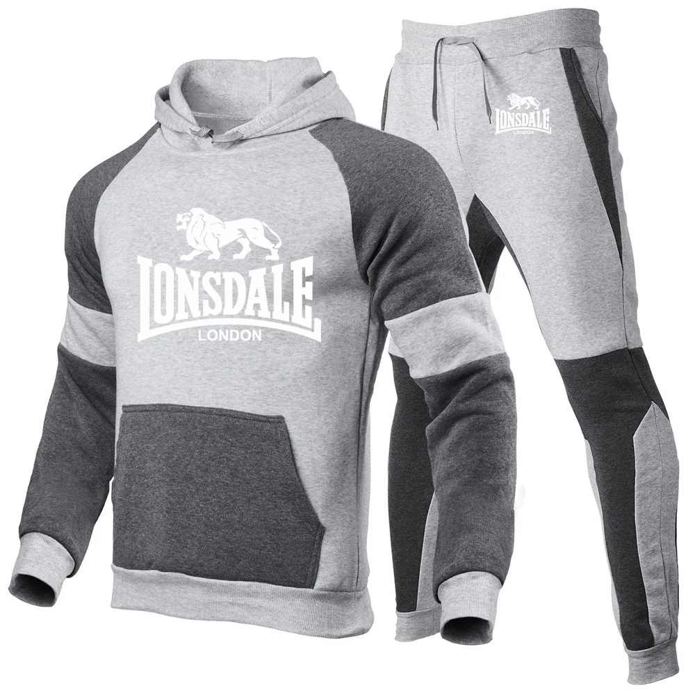 Мужской весенний спортивный костюм Lonsdale хлопковые толстовки с капюшоном и штаны