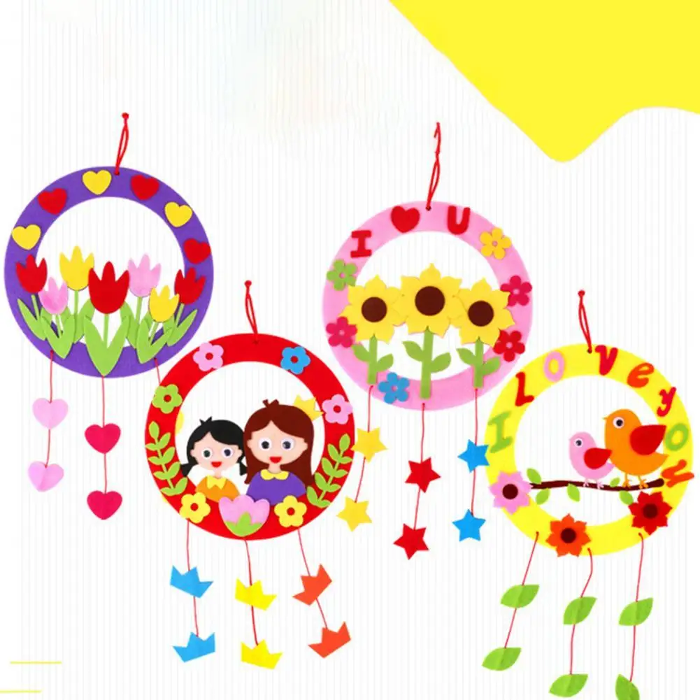 

1 Pack DIY Wreath Handmade Improve Hands-on Ability Non-woven Fabric Kindergarten Education DIY Wreath Material for Child
