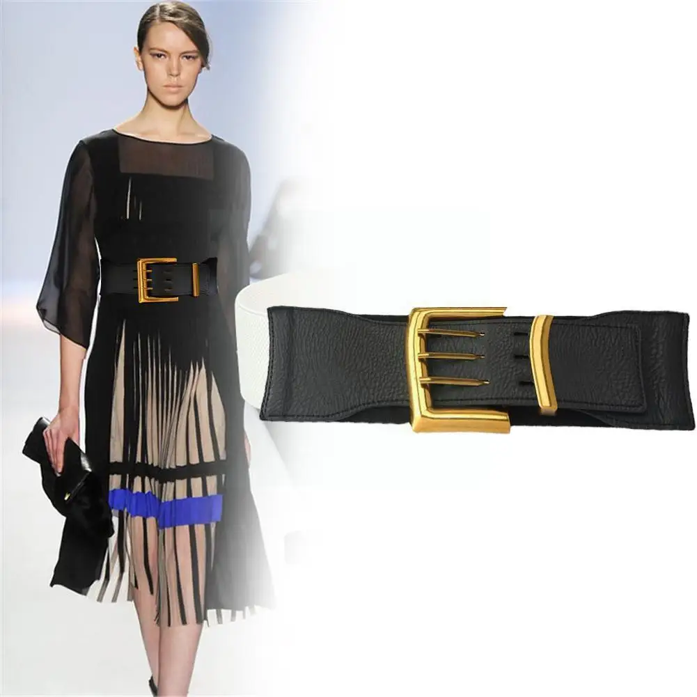 

Retro Elastic Elastic Waistband Ladies Wide Fashion Hundred Matching Suit Coat Girdle Decoration Waist Belt For Women Luxur F1o1