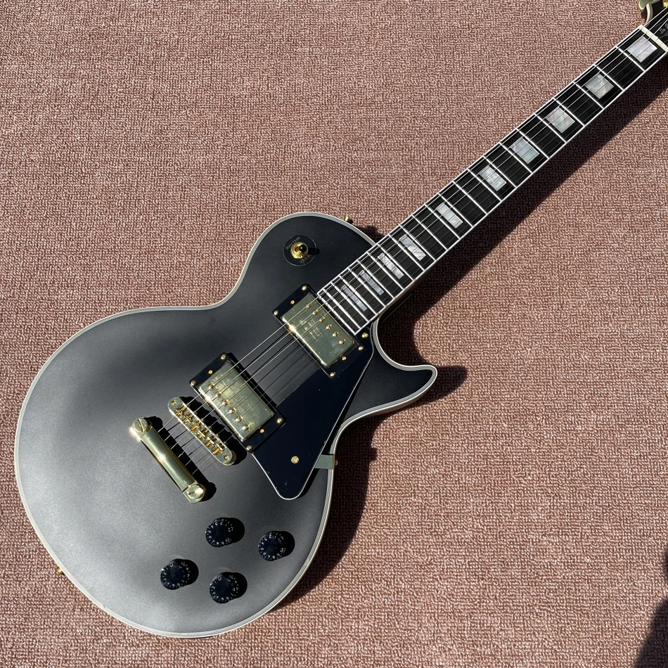 

Custom LP Electric Guitar, Ebony Fingerboard, Tune-o-Matic Bridge, Frets Binding, Gold Hardware, Matte Black, Free Shipping