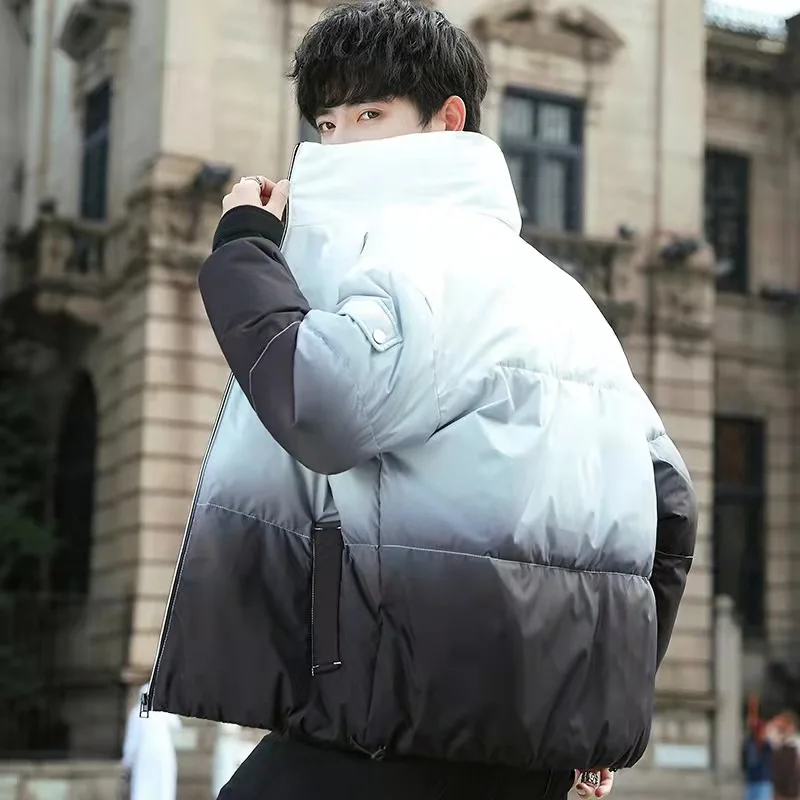Autumn Jacket Men gradient down jacket Jacket Korean Fashion Streetwear Casual Jacket Men Fashion Clothing Stand Collar Coats